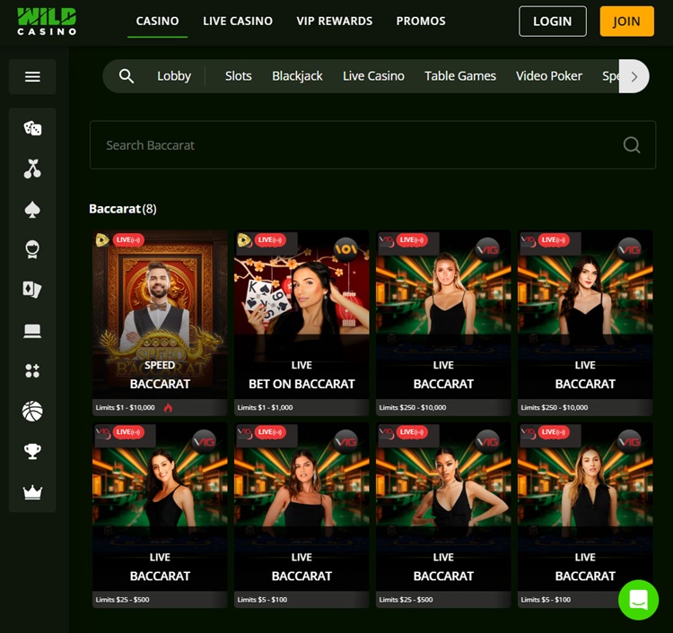 wild casino baccarat
