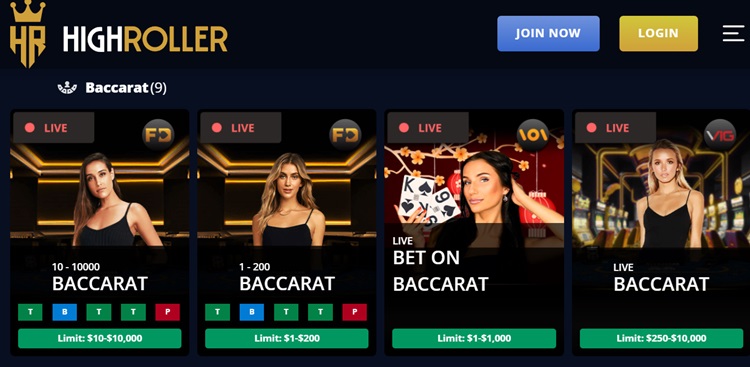 high roller casino baccarat games