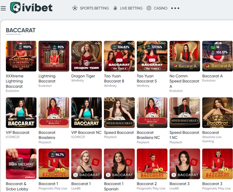 ivibet casino baccarat